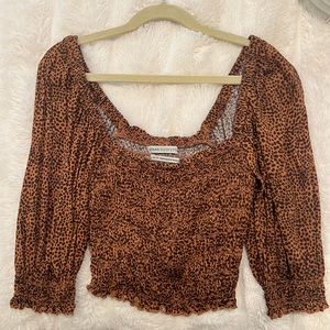 Urban Outfitters Long Sleeve Cheetah Print Crop Top